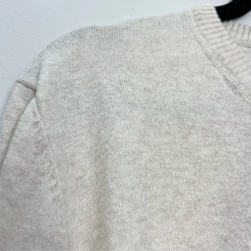 Sears Canada 100% cotton cream fine knit v neck sweater L